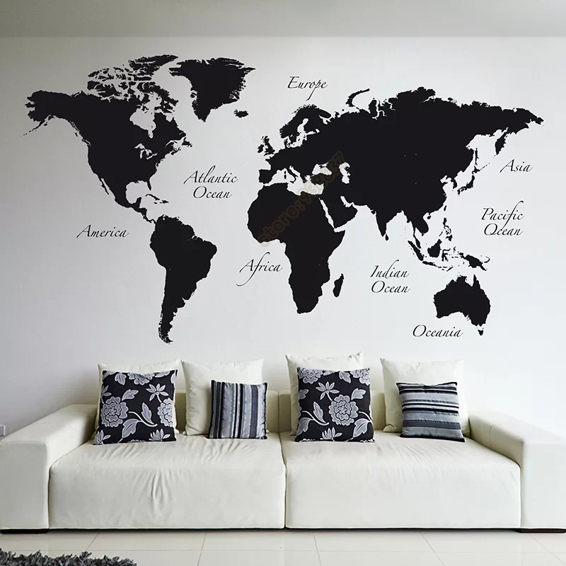 Star Map Poster - Grande carte du monde vinyle autocollant